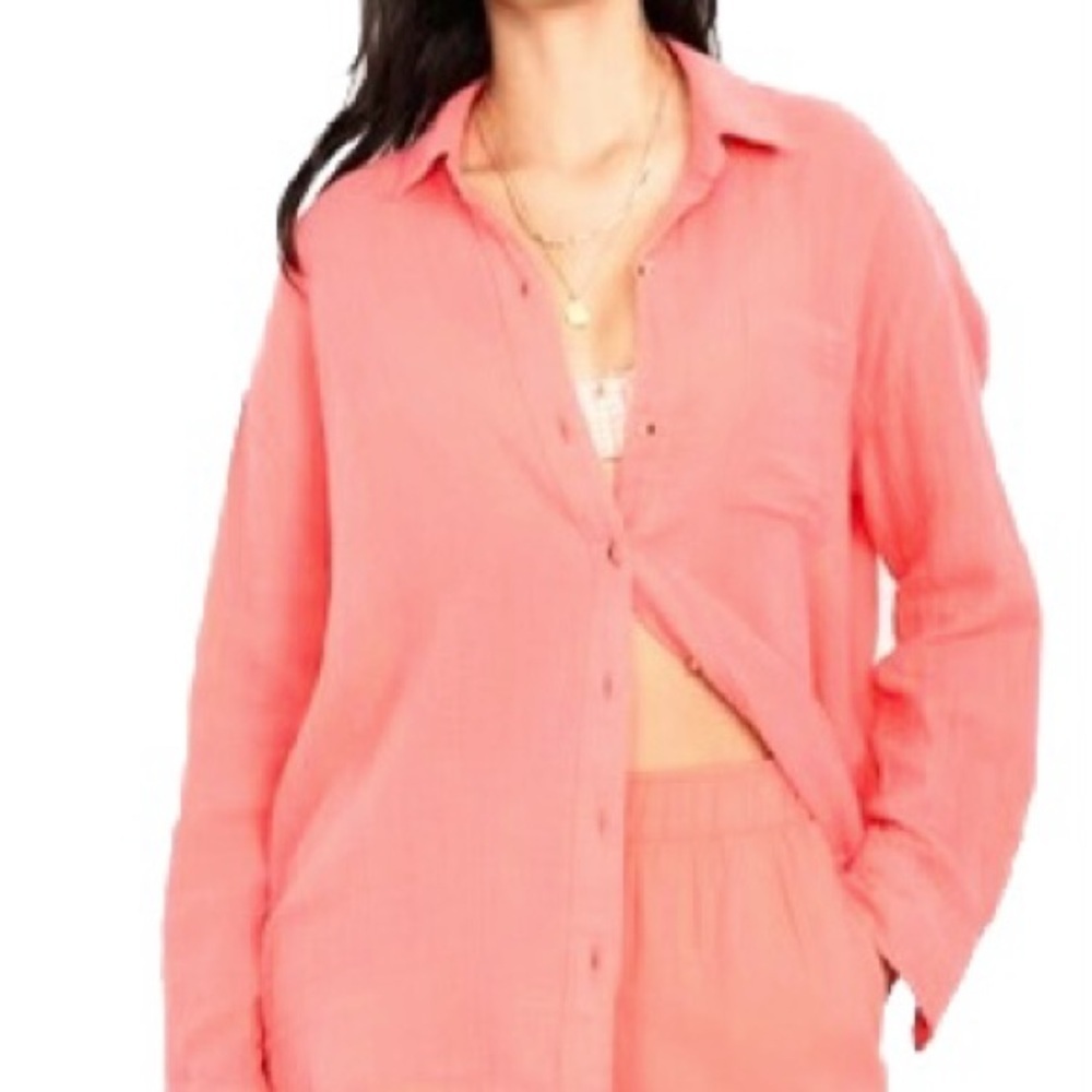 Gap NWT Oversized Linen Button Down Shirt Size Medium